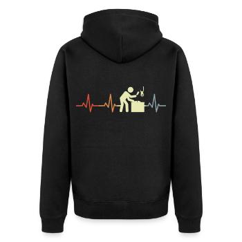Butcher Stick Figure Heartbeat - Unisex Premium Organic Zip Hoodie - black - Back - Nico (187cm)