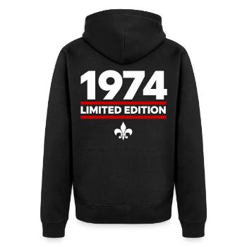 Édition limitée 1974 - Veste à capuche bio Premium Unisexe - noir - Dos - Nico (187cm)