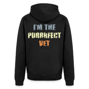 I'm The Purrrfect Vet - Unisex Premium Bio Zip Hoodie - Schwarz - Hinten - Nico (187cm)