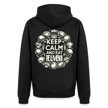 Keep Calm and Eat Pelmeni Gift - Unisex Premium Organic Zip Hoodie - black - Back - Nico (187cm)