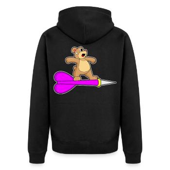 Bär Dart Dartpfeil - Unisex Premium Bio Zip Hoodie - Schwarz - Hinten - Nico (187cm)