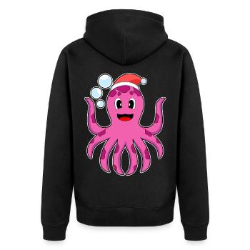 Octopus Christmas Santa Hat - Unisex Premium Organic Zip Hoodie - black - Back - Nico (187cm)