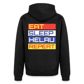 EAT SLEEP HELAU REPEAT Design - Veste à capuche bio Premium Unisexe - noir - Dos - Nico (187cm)