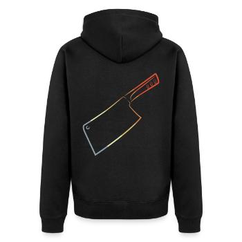 Retro Messer - Unisex Premium Bio Zip Hoodie - Schwarz - Hinten - Nico (187cm)