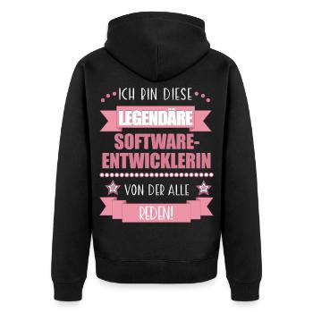 Softwareentwicklerin Codeexpertin süßes Geschenk - Unisex Premium Bio Zip Hoodie - Schwarz - Hinten - Nico (187cm)