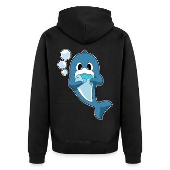 Dolphin Fish - Unisex Premium Organic Zip Hoodie - black - Back - Nico (187cm)