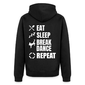 Essen Schlafen Breakdance Wiederholen - Unisex Premium Bio Zip Hoodie - Schwarz - Hinten - Nico (187cm)
