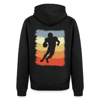 Retro Football Player - Unisex Premium Organic Zip Hoodie - black - Back - Nico (187cm)