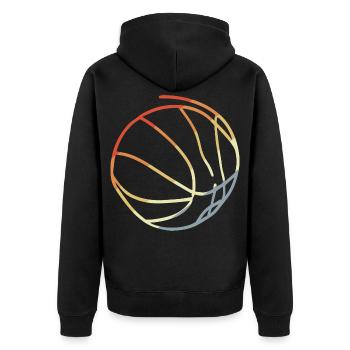 Basketball Retro Stil - Unisex Premium Bio Zip Hoodie - Schwarz - Hinten - Nico (187cm)