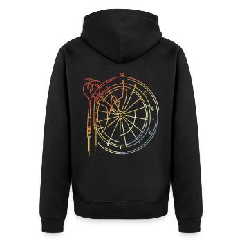 Dartscheibe Zeichnung - Unisex Premium Bio Zip Hoodie - Schwarz - Hinten - Nico (187cm)