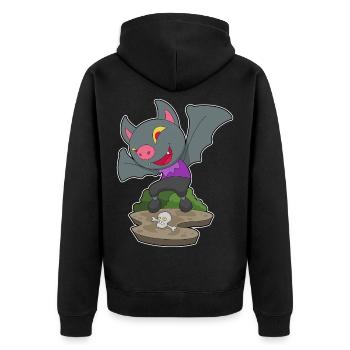 Chauve-souris Halloween crâne - Veste à capuche bio Premium Unisexe - noir - Dos - Nico (187cm)