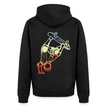 Skateboarder Skizze Vintage Look - Unisex Premium Bio Zip Hoodie - Schwarz - Hinten - Nico (187cm)