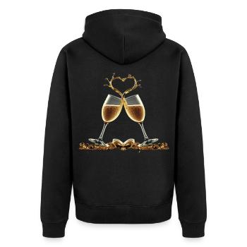 Two Glasses Forming a Heart / Gift Idea - Unisex Premium Organic Zip Hoodie - black - Back - Nico (187cm)