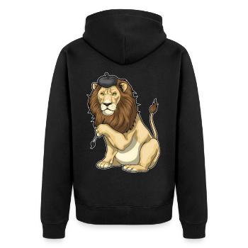 Löwe Maler Pinsel Malen - Unisex Premium Bio Zip Hoodie - Schwarz - Hinten - Nico (187cm)