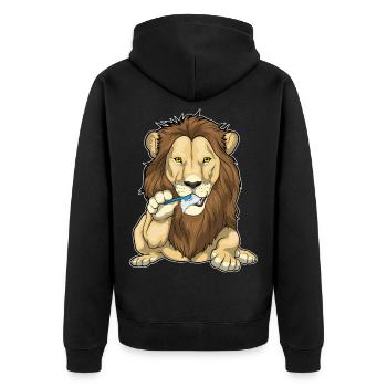 Lion Toothbrush - Unisex Premium Organic Zip Hoodie - black - Back - Nico (187cm)