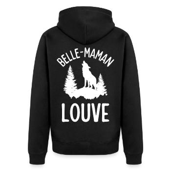 Louve hurlante en forêt - Veste à capuche bio Premium Unisexe - noir - Dos - Nico (187cm)