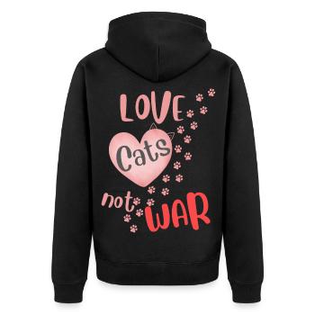 Love Cats Not War - Unisex Premium Organic Zip Hoodie - black - Back - Nico (187cm)