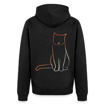 Katze im Vintage Look - Unisex Premium Bio Zip Hoodie - Schwarz - Hinten - Nico (187cm)