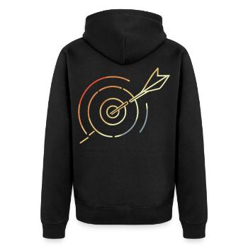 Bogensport Zielscheibe - Unisex Premium Bio Zip Hoodie - Schwarz - Hinten - Nico (187cm)