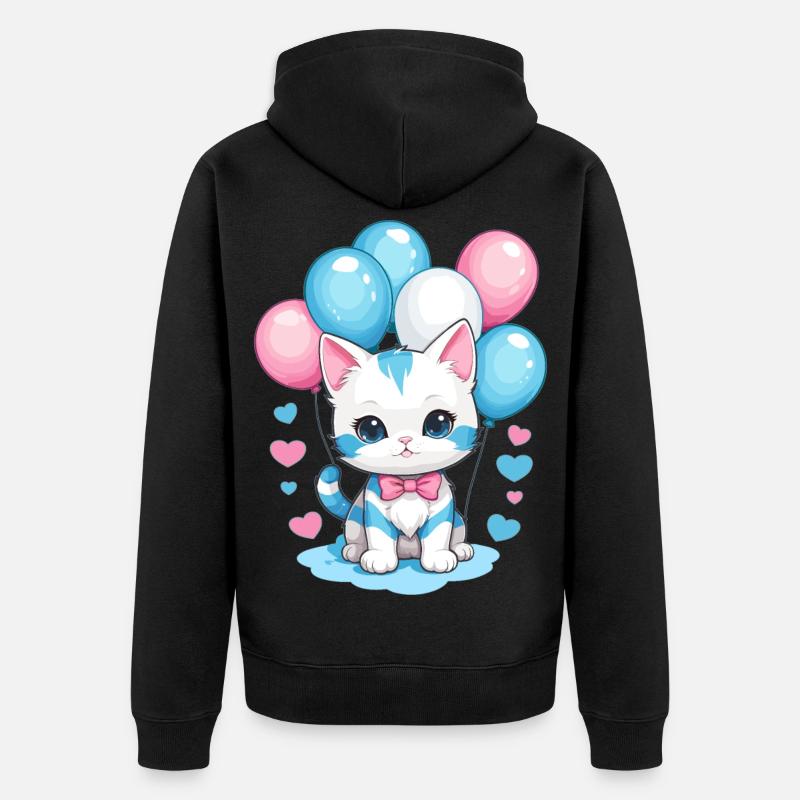 Mignon bébé chat - Veste à capuche bio Premium Unisexe - noir
