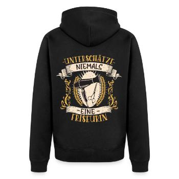 Cadeau vintage drôle de conception de coiffeur - Veste à capuche bio Premium Unisexe - noir - Dos - Nico (187cm)