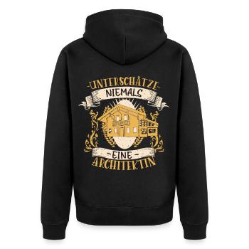 Architektin Beruf Design lustiges Geschenk - Unisex Premium Bio Zip Hoodie - Schwarz - Hinten - Nico (187cm)