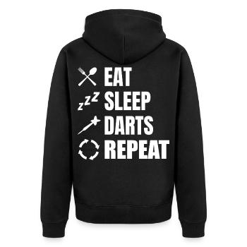 Eating, sleeping, repeating darts - Unisex Premium Organic Zip Hoodie - black - Back - Nico (187cm)