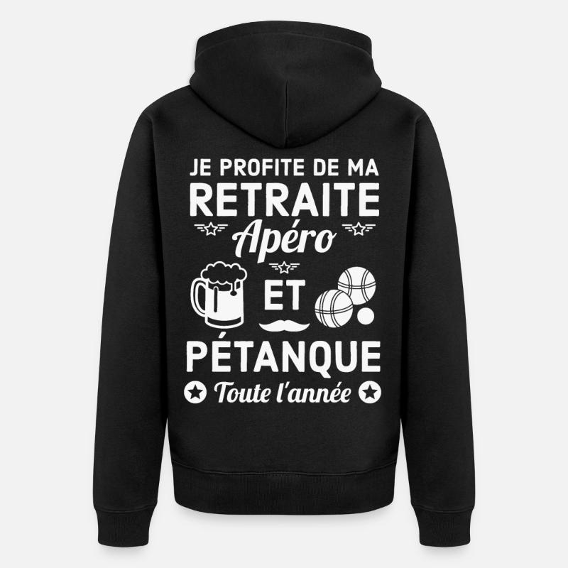 Retraite Apéro Pétanque Fun - Veste à capuche bio Premium Unisexe - noir