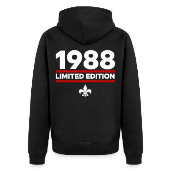 1988 Édition limitée - Veste à capuche bio Premium Unisexe - noir - Dos - Nico (187cm)