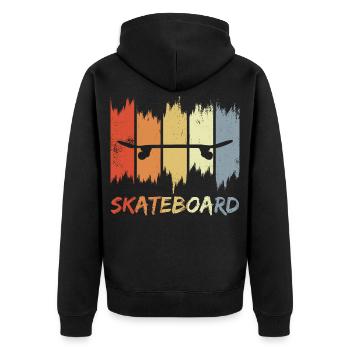 Skateboard Retro Look - Unisex Premium Bio Zip Hoodie - Schwarz - Hinten - Nico (187cm)