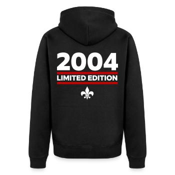 2004 Limited Edition - Unisex Premium Bio Zip Hoodie - Schwarz - Hinten - Nico (187cm)