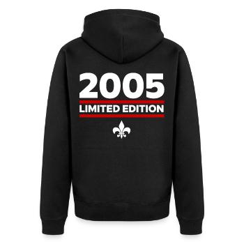 2005 Limited Edition - Unisex Premium Bio Zip Hoodie - Schwarz - Hinten - Nico (187cm)