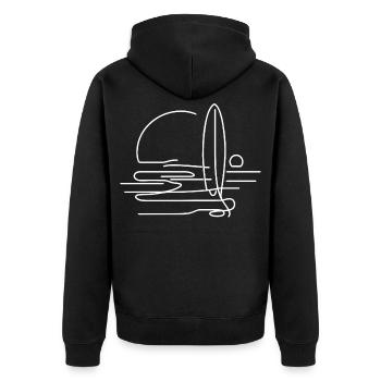 Surfing - Unisex Premium Organic Zip Hoodie - black - Back - Nico (187cm)