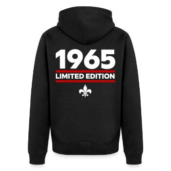 Édition limitée de 1965 - Veste à capuche bio Premium Unisexe - noir - Dos - Nico (187cm)
