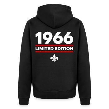 Édition limitée de 1966 - Veste à capuche bio Premium Unisexe - noir - Dos - Nico (187cm)