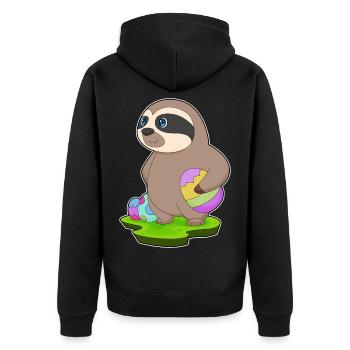 Faultier Ostern Ostereier - Unisex Premium Bio Zip Hoodie - Schwarz - Hinten - Nico (187cm)