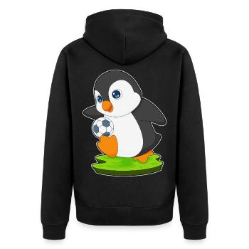Pinguin Fußballspieler Fußball - Unisex Premium Bio Zip Hoodie - Schwarz - Hinten - Nico (187cm)