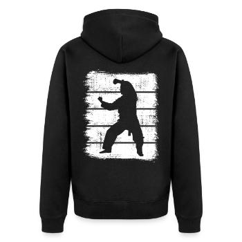 Karateka Sketch - Unisex Premium Organic Zip Hoodie - black - Back - Nico (187cm)