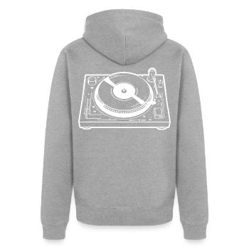 Platine DJ - Veste à capuche bio Premium Unisexe - gris chiné - Dos - Nico (187cm)