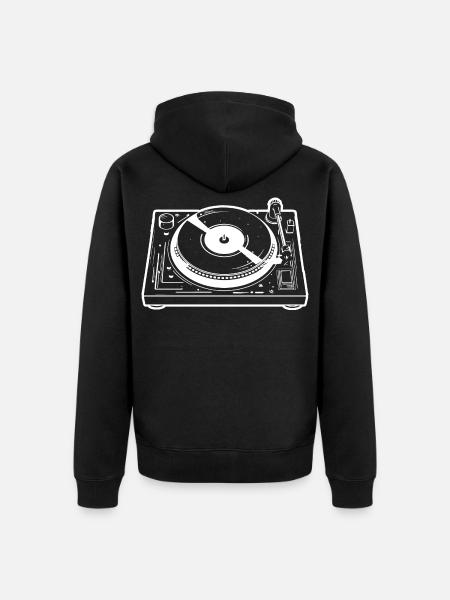 DJ Turntable - Unisex Premium Bio Zip Hoodie - Schwarz