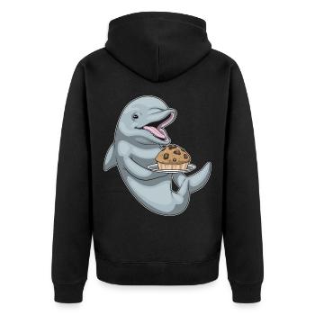 Dolphin Muffin - Unisex Premium Organic Zip Hoodie - black - Back - Nico (187cm)