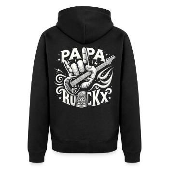 papa rockx fête des pères papa cadeau papa papa - Veste à capuche bio Premium Unisexe - noir - Dos - Nico (187cm)