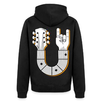 Musikalische Gitarre Handzeichen Illustration - Unisex Premium Bio Zip Hoodie - Schwarz - Hinten - Nico (187cm)