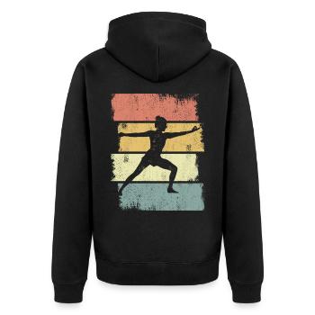 Yogini Skizze - Unisex Premium Bio Zip Hoodie - Schwarz - Hinten - Nico (187cm)
