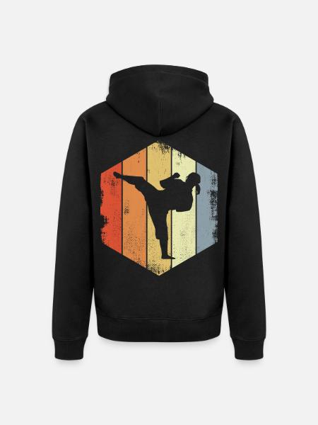 Karate Girl Drawing - Unisex Premium Organic Zip Hoodie - black