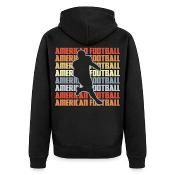 Look rétro de football américain - Veste à capuche bio Premium Unisexe - noir - Dos - Nico (187cm)