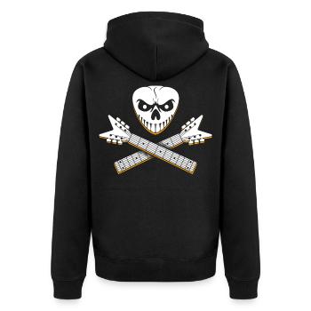 Motifs de guitare crâne et croisé - Veste à capuche bio Premium Unisexe - noir - Dos - Nico (187cm)