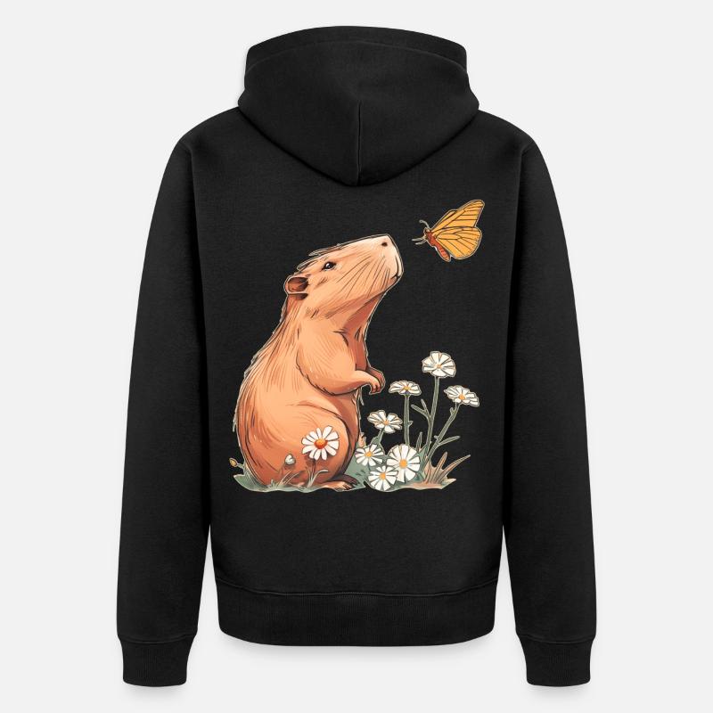 Papillon Capybara - Veste à capuche bio Premium Unisexe - noir