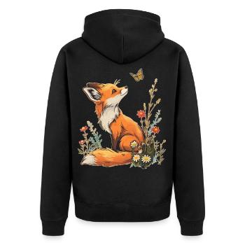 Renard et papillon - Veste à capuche bio Premium Unisexe - noir - Dos - Nico (187cm)
