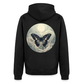 Butterfly Tone - Unisex Premium Organic Zip Hoodie - black - Back - Nico (187cm)